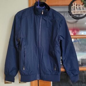 Navy Blue Mens Zip Windbreaker Jacket - Medium